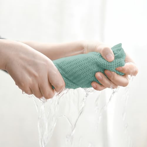 Artoid Mode 100% Cotton Light Green Waffle Weave Kitchen Dish Cloths, 12x12 - Image 3