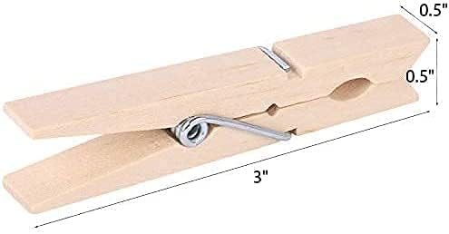 200pcs 3inch Clothes Pins Wooden Clothespins Heavy Duty Spring Wood Clips - Image 4