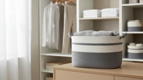 Large laundry basket woven from natural cotton rope - Image 7