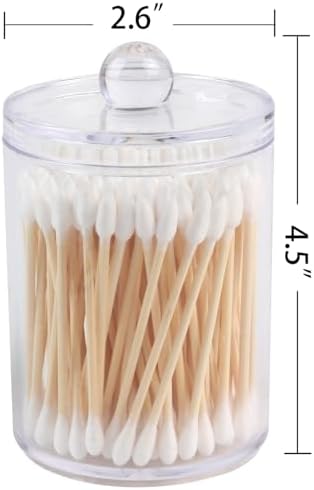 4 Pack Acrylic Qtip Holder Dispenser, Canisters Apothecary Jar Set, 10 oz - Image 3
