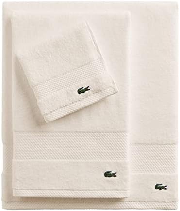 Lacoste Heritage 100% Supima Cotton Hand Towel 16" x 30", Chalk | Highly - Image 3
