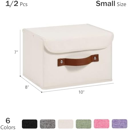 Storage Bins Box with Lids Decorative Cotton Linen Fabric Baskets - Image 3