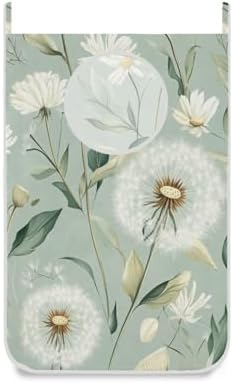 Sage Green Dandelions Spring Hanging Laundry Hamper Bag by WelcometoElliTarr