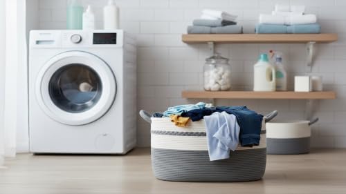 Large laundry basket woven from natural cotton rope - Image 3