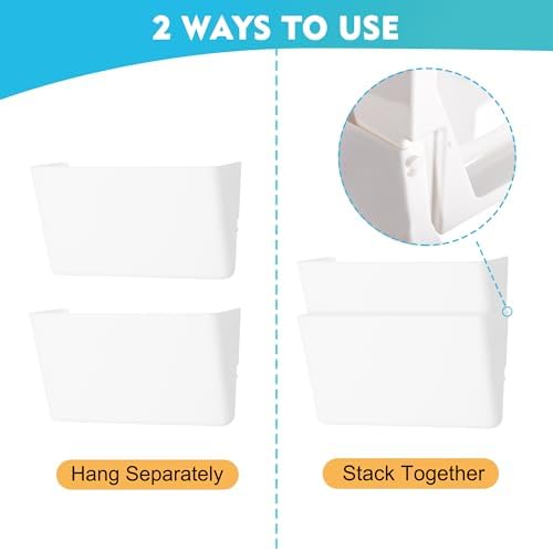 EASEPRES 8 Pack White Plastic Single Pocket Hanging File Organizer, Wall Mount - Image 3