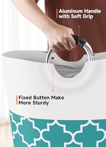 Large Laundry Basket, 115L Tall Collapsible Hamper - Image 4