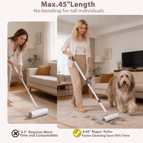 9.45" Large Lint Rollers for Pet Hair, Long Handled Extra Sticky - Image 3