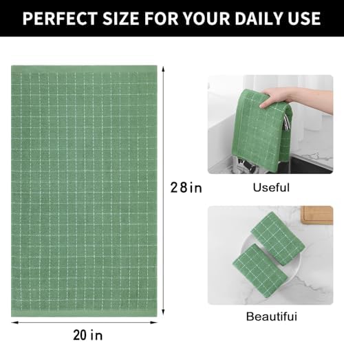 Homaxy 100% Cotton Terry Kitchen Towels, Large 6 Pack, Grass Green - Image 5