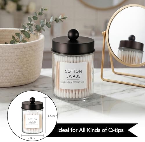 Amolliar Glass Apothecary Jars Qtip Holder w/Plastic Lids, Bronze 4pc - Image 2