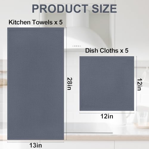 Homaxy 10 Pack 100% Cotton Kitchen Towels and Dishcloths Set - Image 4