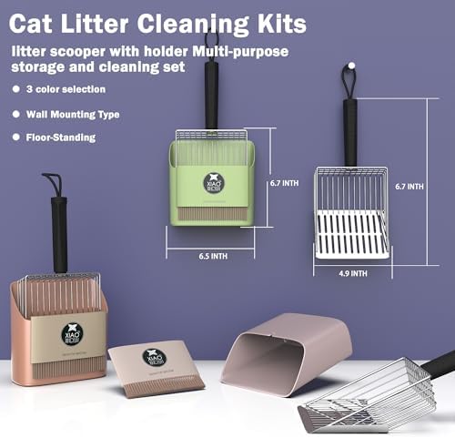 Cat Litter Scooper with Holder, Metal Litter Scoop Includes Portable Small - Image 6