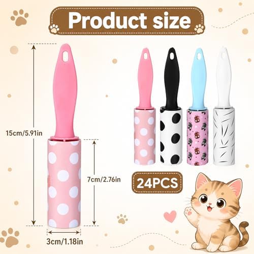 24 Pcs Mini Lint Rollers with Electrostatic Adsorption - Image 2
