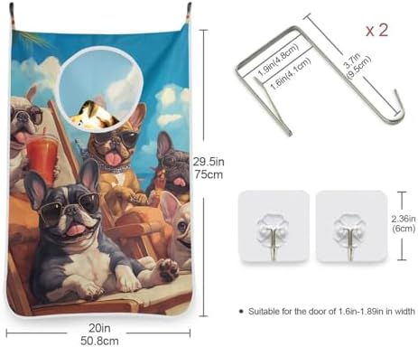 1PC Hanging Laundry Hamper Bag Over the Door Laundry Hamper Wall Hamper Large - Image 3