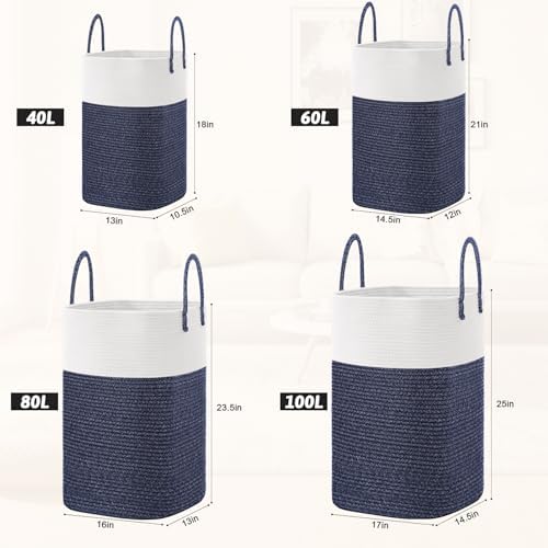 Artfeel Laundry Basket, Woven Cotton Rope Laundry Hamper, 60L Versatile Storage - Image 3