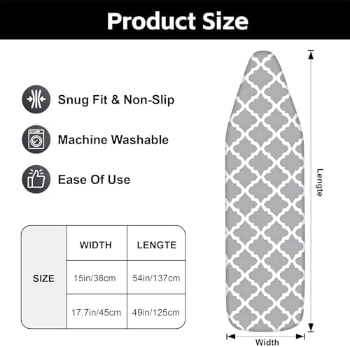 Floral Ironing Board Cover, Standard Size Cotton Iron Board Covers - Image 3