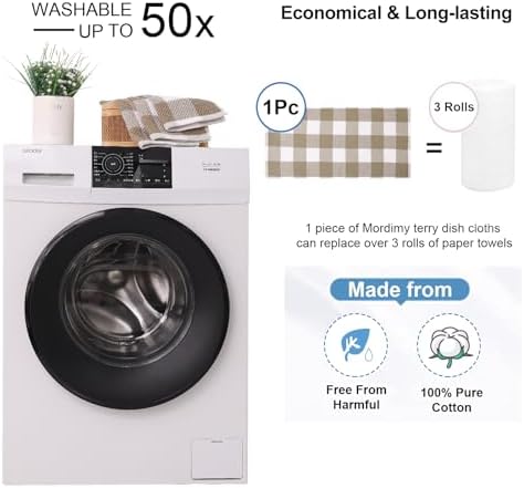 Mordimy Cotton Waffle Kitchen Towels, 8 Pack, Khaki & White - Image 5
