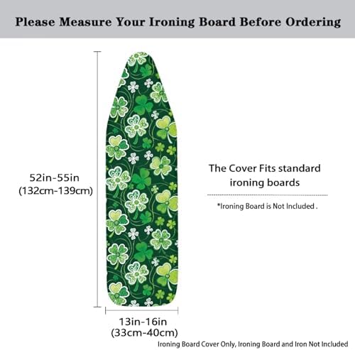 Green Shamrock Ironing Board Cover, 15 x 54 Applicable Standard Size Irish St. - Image 5