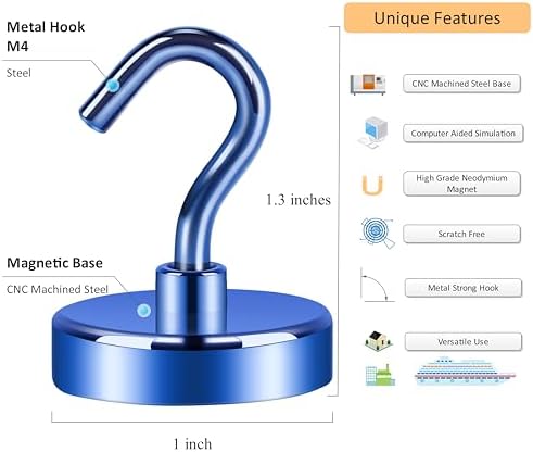 Neosmuk Magnetic Hooks for Cruise Cabins, 85lb Heavy Duty, 4 Pack - Image 2
