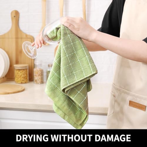 Homaxy 100% Cotton Terry Kitchen Towels, Large 8 Pack, Sage Green - Image 4