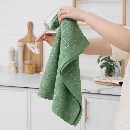Homaxy 100% Cotton Terry Kitchen Towels, Large 6 Pack, Grass Green - Image 4