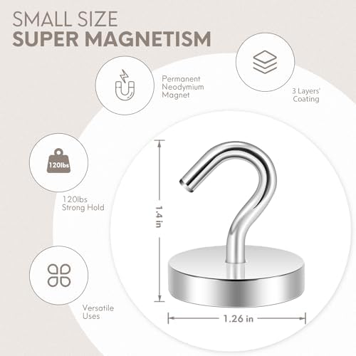 Neosmuk Magnetic Hooks, Cruise Ship Essentials, 120lb+ Heavy Duty Magnetic Hooks - Image 5
