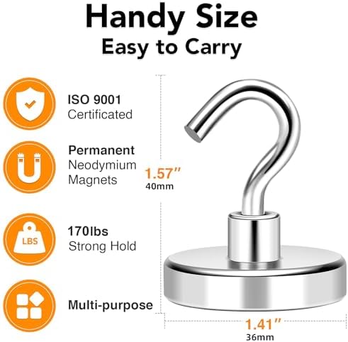 MIKEDE Magnetic Hooks Heavy Duty 170LB+ Strong Neodymium Magnets - Image 4
