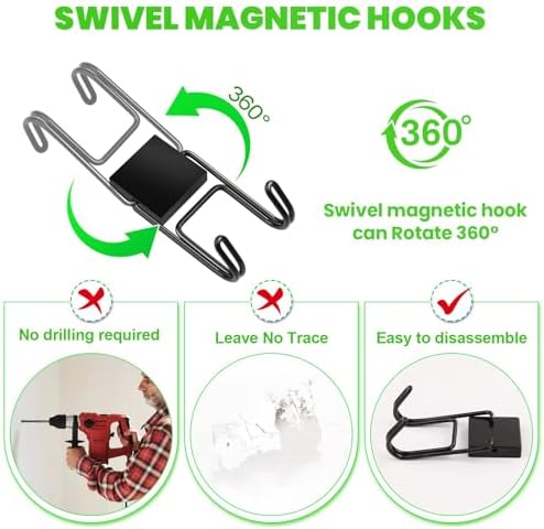 MIKEDE Magnetic Hooks 12Pcs 80lbs+ Magnet Hook Cruise Essentials Black - Image 3
