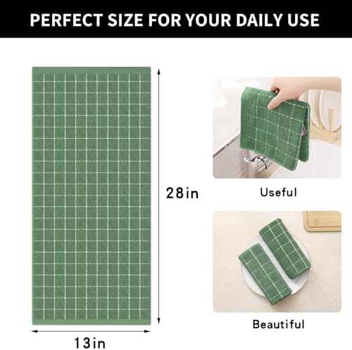 Homaxy 100% Cotton Terry Kitchen Towels, 5 Pack, Grass Green - Image 5
