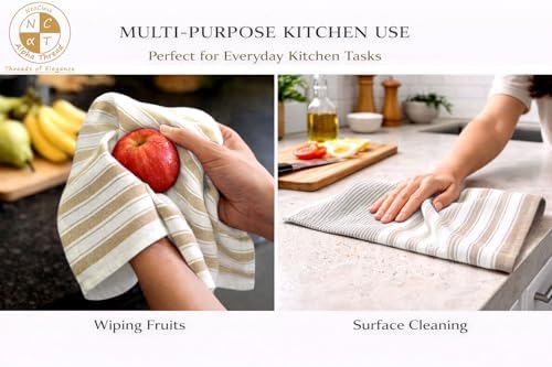 Pack of 12 Cotton Kitchen Towels Set, Dish Towels, Cleaning Rags, Kitchen Dish - Image 6