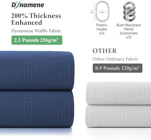 Dynamene Long Waffle Shower Curtain 256 GSM Heavy Fabric 72x78 Navy Blue - Image 5
