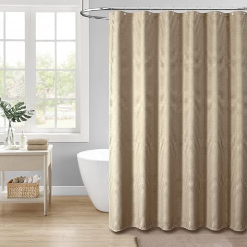 Dynamene Stall Waffle Shower Curtain 256 GSM Heavy Fabric 60x84 Beige/Khaki - Image 6