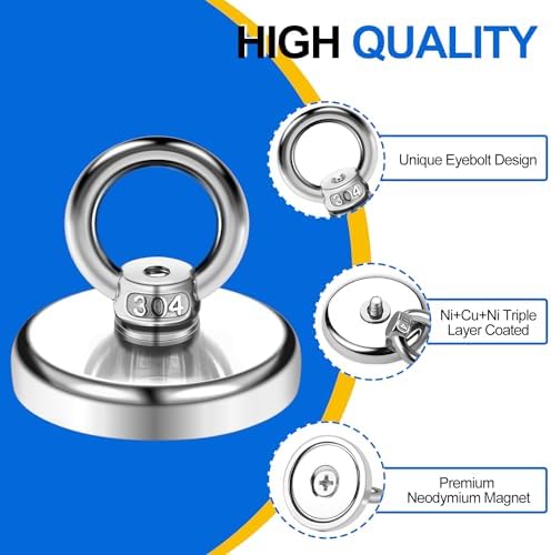 DIYMAG Magnetic Hooks with Countersunk Hole Eyebolt 110LBS+ 10Pack - Image 3