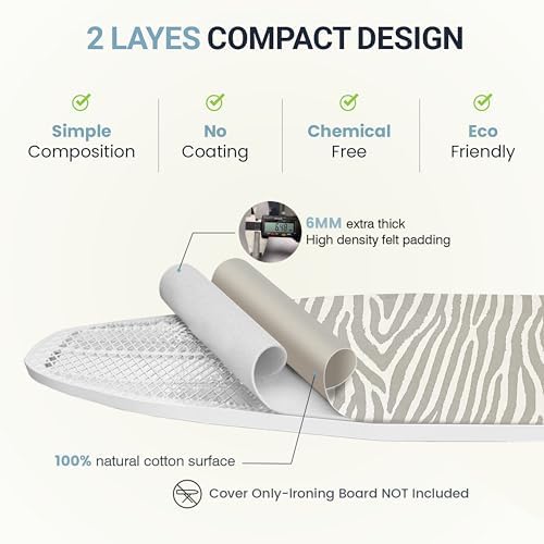 UniSimp Ironing Board Cover and Pad 15"x54" Extra Thick Natural Cotton - Image 3