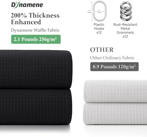 Dynamene Long Waffle Shower Curtain 256 GSM Heavy Fabric 72x78 Black - Image 5