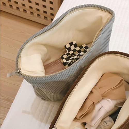 SxoSyo Corduroy Makeup Bags, Large Zipper Cosmetic Pouch - Image 3