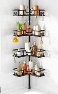 HAMITOR Shower Caddy Tension Pole: 4-Tier Adjustable Corner Organizer Black by HAMITOR