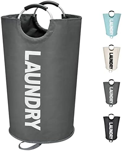 Maxsilan 125L X-Large Laundry Basket Bag, Collapsible Tall Hamper, Dark Grey by Maxsilan