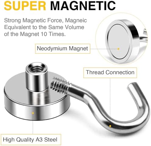 DIYMAG Magnetic Hooks, Strong Magents 10 Pack 50lbs - Image 4