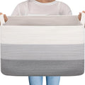 OIAHOMY Large Blanket Basket, 65L Cotton Rope Woven Laundry Basket, Toy Bin by MasterofSpaceOptimization