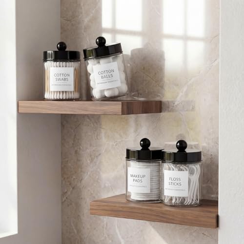 Amolliar Glass Apothecary Jars Qtip Holder w/Plastic Lids - Image 4