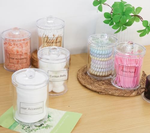 1 Pack Acrylic Qtip Holder Dispenser, Canisters Apothecary Jar Set, 12 oz - Image 4