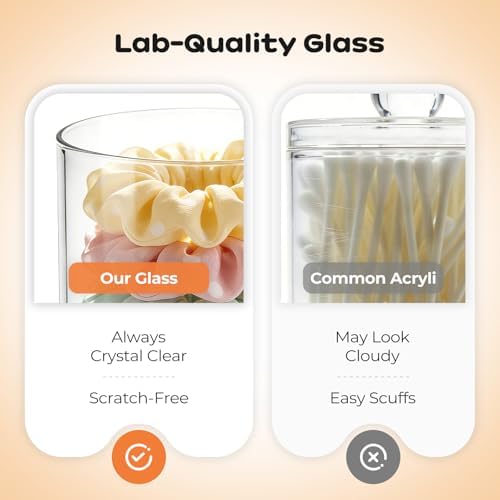 4 Pack Glass Qtip Holder with Bamboo Lids, 10 oz Apothecary Jars - Image 4