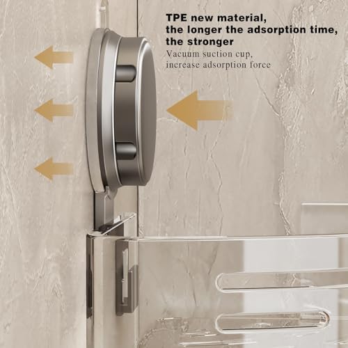 VOLPONE Corner Shower Caddy Suction Cup Shower Shelf Corner No Drilling - Image 4