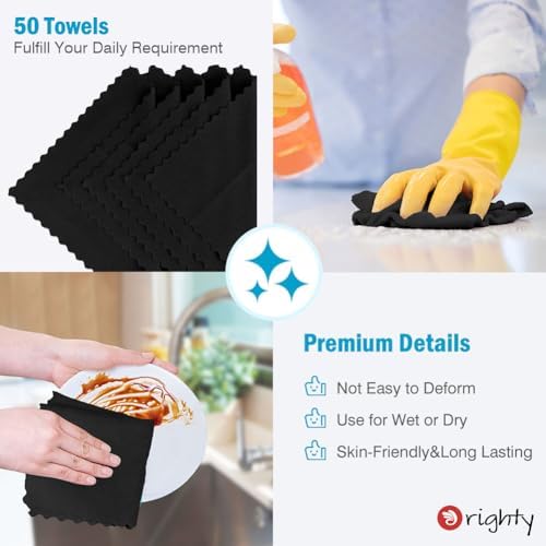 Orighty Microfiber Cleaning Cloth Bulk, 50 Pack Shop Towels 12x12 in - Image 5