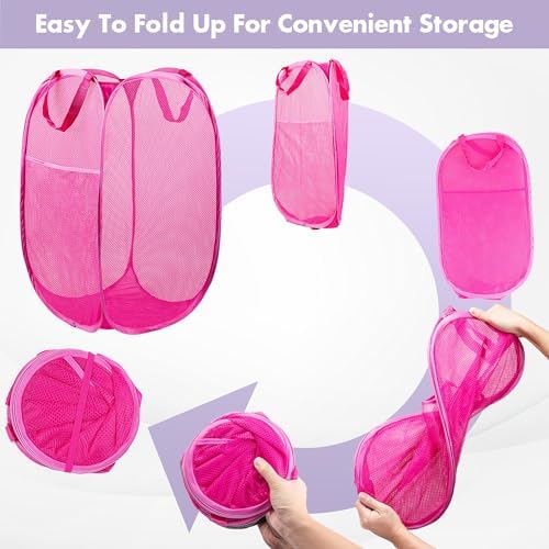 Pop Up Laundry Hamper, 70 L Collapsible Mesh Basket - Image 5