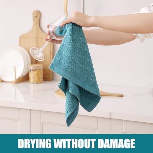 Homaxy 100% Cotton Terry Kitchen Towels, 8 Pack, Lake Blue - Image 4