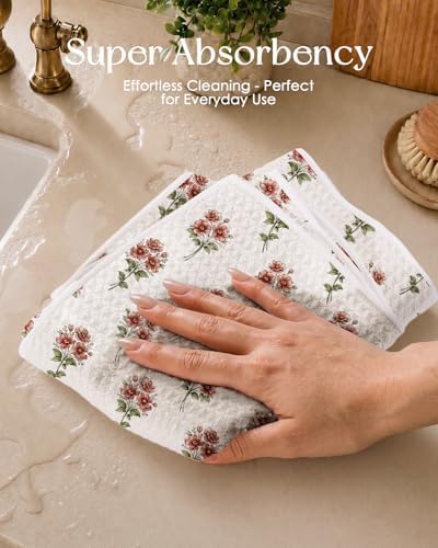 Miss Adola Reversible Microfiber Kitchen Towels Set of 2, Rustic Bloom - Image 3