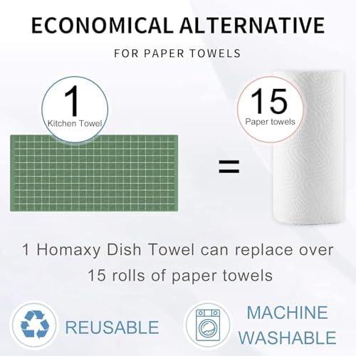 Homaxy 100% Cotton Terry Kitchen Towels, 7 Pack, Grass Green - Image 7