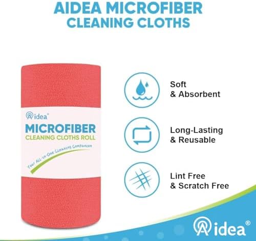 AIDEA Red Microfiber Cleaning Cloth Roll-50PK, Paper Towels 11.5"×11.5" - Image 3