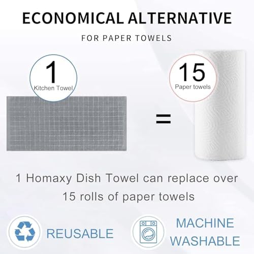 Homaxy 100% Cotton Terry Kitchen Towels, 5 Pack - Image 7